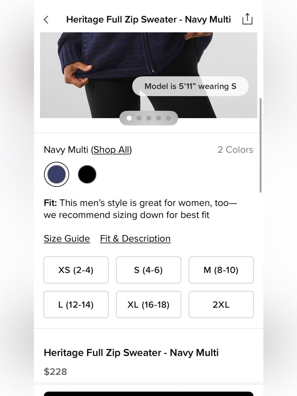 Heritage Navy Multi Full Zip Sweater